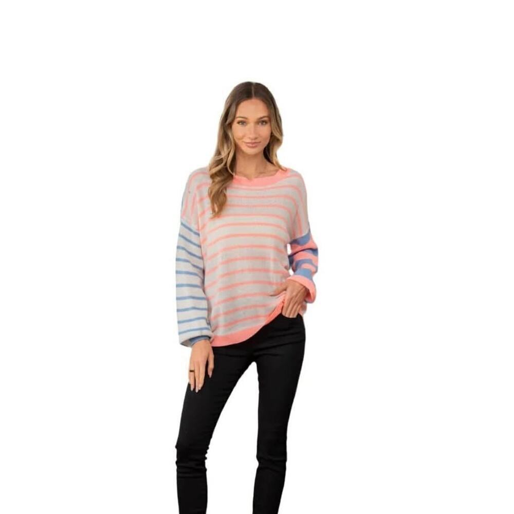 Like Love Women’s 2XL XXL Dropped Shoulder Striped Sweater